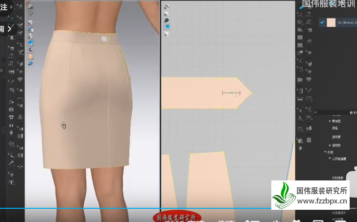 3D一步裙成衣效果-国伟3D服装打板视频教程